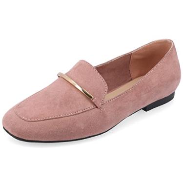 Imagem de Mocassim feminino Journee sem cadarço com bico quadrado na parte superior da Wrenn – Sapato social casual Wrenn, rosa, 7 Wide
