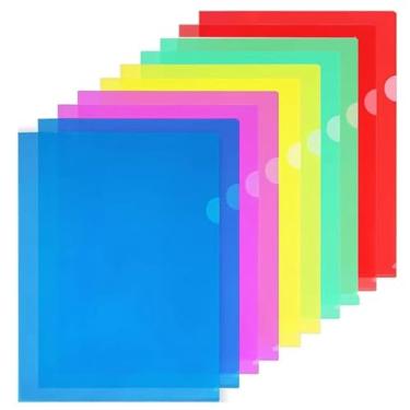 Imagem de DITK-U Pacote com 25 pastas de plástico transparente tipo L A4 tamanho carta pasta de documentos de plástico bolsos de projeto para escritório escolar, 5 cores