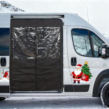 Imagem de Vanhoxcci Cortina Van Chill adequada para RAM Promaster 2015-2025 Porta lateral de telhado alto, blocos de cortina de isolamento térmico de privacidade frio e insetos, ímãs centrais de fechamento