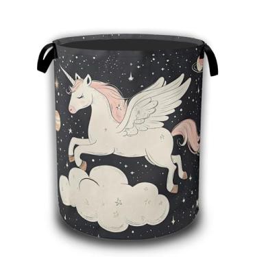Imagem de Cesto de roupa suja de unicórnio fofo, cesto de roupa suja Galaxy Space, impermeável, bolsa dobrável, balde de armazenamento de roupas, organizador de brinquedos decorativos para banheiro, quarto, 41