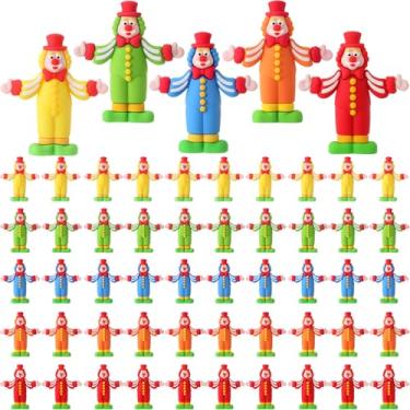 Imagem de Arrowbash 50 peças de decorações de Natal, mini estatuetas de palhaço de circo, figura de palhaço, estátuas circulares para esconder e procurar para meias de Natal, mesa de casa, mesa, circo, topo de