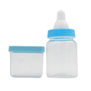 Imagem de Kit Mimo Tema: Chá de Bebê, Fraldas, Festa Revelação Lembrancinha Infantil Decoração de Mesa Doces (12 mamadeira 12 cx 4x4 azul)