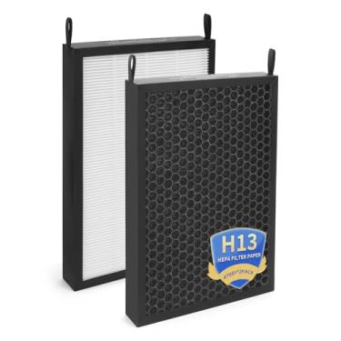 Imagem de Pacote com 2 filtros de substituição compatíveis com NUWAVE OxyPure 47001, 47002, 47003, 47004, 47005 e 47006, purificador de ar, H13 True HEPA e carvão ativado