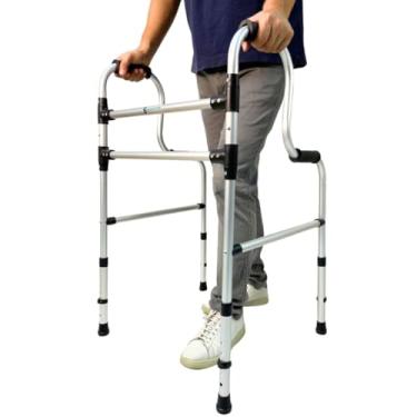 Imagem de Andador Idoso 2 Níveis Alumínio Resistente 130 Kg, Altura Regulável, Fixo e Articulado