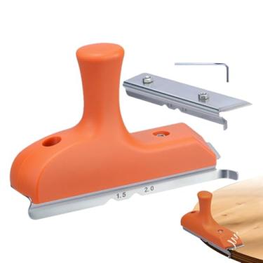 Imagem de Aparador de fita de borda, mini aparador e cortador de banda, plaina de canto portátil de precisão para projetos de madeira de folheado curvado reto com design abdominal