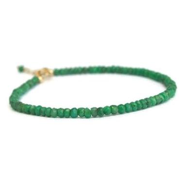 Imagem de Jewel Adda Pulseira esmeralda 3,5 mm formato Rondelle lapidada facetada 18 cm ajustável banhado a ouro para homens, mulheres, unissex. Pulseira empilhável de corrente de elos. |LW_LCBR_02441