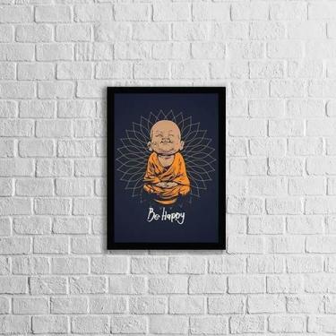 Imagem de Quadro Decorativo Buda Baby Be Happy 45X34Cm Com Vidro Preta - Quadros