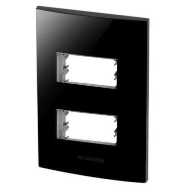 Imagem de Placa 2 Módulos + Suporte 4X2 - Inova Black Piano - 85527 - Alumbra