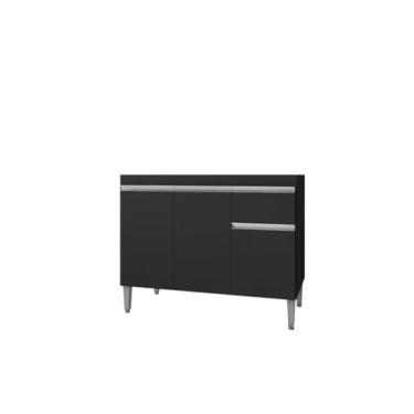 Imagem de Balcão Armário de Cozinha Tatiane 100cm Preto S/Tampo 3 Portas 1 Gaveta
