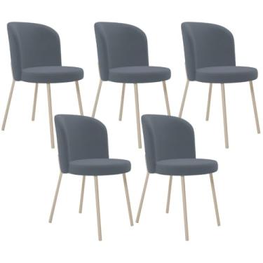 Imagem de Kit 05 Cadeiras para Sala de Jantar Cozinha Estofada Gavi Arena L02 Suede Cinza - Lyam Decor