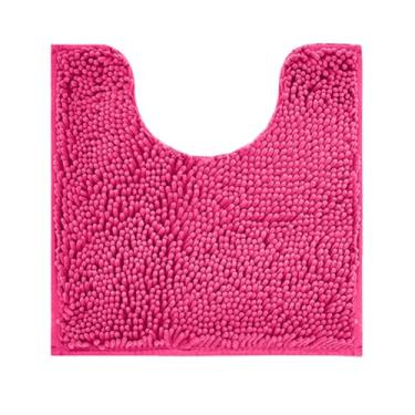 Imagem de Reyox Tapete de banho de chenille, tapetes de vaso sanitário em forma de U, tapete de banheiro de pelúcia macio, tapete absorvente de contorno de banheiro felpudo rosa choque 50 x 39,9 cm