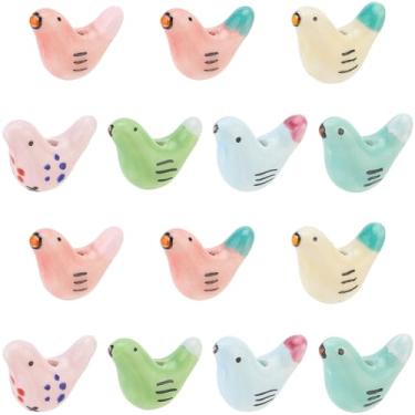 Imagem de SUNNYCLUE 1 caixa, 14 peças, 7 estilos de contas de pombo de cerâmica, contas de pássaro de porcelana 15 x 20 mm, pingentes de animais da paz, pomba, espaçador solto focal para fazer joias, pulseiras