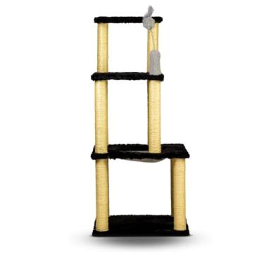 Imagem de Arranhador Para Gatos Casa E Playground Torre Com Cama ConfortáVel E Brinquedo Grande(Lunnar Black)