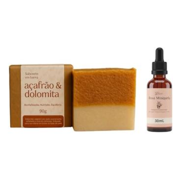 Imagem de Kit Pele de Porcelana: Sabonete de Açafrão Dolomita + Óleo Rosa Mosqueta 30mL - Clareador Anti-Foliculite Anti-estrias