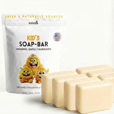 Imagem de KELEBS Faça Espuma Com O Sabonete Líquido Infantil E Aplique Na Pele Sensível. Suave, Hipoalergênico, Acalma Ressecamento, Eczema Psoríase. Deixe A Hidratação Natural Do Coco Acalmar. Pacote 9 Barra