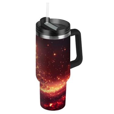 Imagem de Blueangle Copo de árvore de Natal estrelas brilhantes de 850 g com alça e tampa de palha, caneca de viagem de aço inoxidável isolada a vácuo de parede dupla, garrafa de água reutilizável para academia