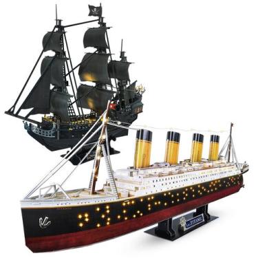 Imagem de Modelo de quebra-cabeça LED 3D Ship CubicFun Queen Anne's Revenge