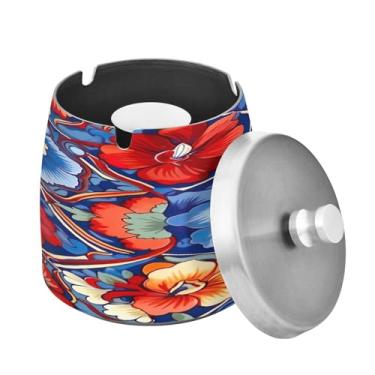 Imagem de Blueangle Cinzeiro mexicano de cerâmica com tampa para cigarros, à prova de vento/chuva, aço inoxidável, sem fumaça, inodoro, cinzeiro para uso interno ou externo (54)