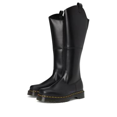 Imagem de Dr. Martens Bota de equitação feminina Amaayah Hi Leather Bex cano alto até o joelho, Preto, 38