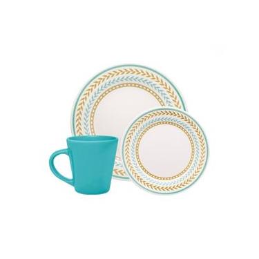 Imagem de Aparelho de Jantar e Lanche 12 Peças Biona Louros em Cerâmica  Estampado