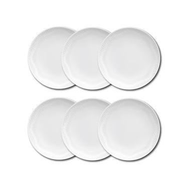 Imagem de Conjunto de Pratos Rasos Germer Shell em Porcelana Branco – 6 Peças
