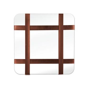 Imagem de Espelho Decorativo Chess Corino Caramelo 50x50cm Quadrado Cantos
