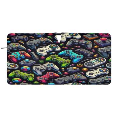 Imagem de Blueangle Vários gamepads para-sol para para-brisa - 149.9 cm x 76.2 cm dobrável carro janela frontal bloqueios raios UV viseira de sol (656)