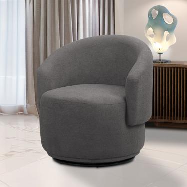 Imagem de Poltrona Decorativa Orgânica Giratória Névoa Bouclê E03 - D'rossi Cor Cinza Escuro