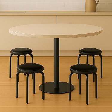 Imagem de Banqueta Cozinha Baixa Empilhável Industrial Kit 4 Jully Preto-preto D03 - D'rossi