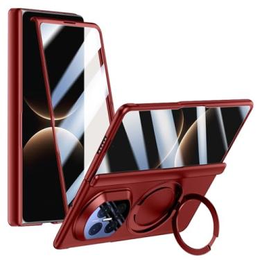 Imagem de FWYANZH Capa para Huawei Mate X7, suporte de anel magnético, capa protetora de tela integrada, proteção de dobradiça, capa antiqueda, vermelha, Mate X7