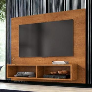 Imagem de Painel Para TV Tokyo 108cm Nero Marmorizado | Painel Rack Suspenso com 2 Nichos e Prateleira | Design Moderno MDP (Natural)