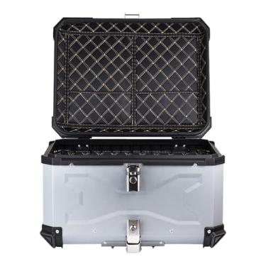 Imagem de Luocute Capa Superior para Motocicleta, Caixa Traseira de Liga de Alumínio Com Trava Dupla de Liberação Rápida e Forro de Couro, para Armazenamento de Equipamento de Equitação de Capacete (vinagre)