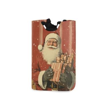 Imagem de CEBUGI Cesto de lavanderia vintage Papai Noel com alças cesto de roupa suja dobrável para roupas, quarto, banheiro, dormitório