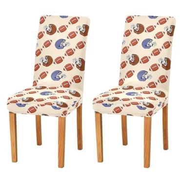 Imagem de Wassud Capas de cadeira de capacetes e bolas de futebol para sala de jantar, capa elástica para cadeira de cozinha, lavável, conjunto de 4
