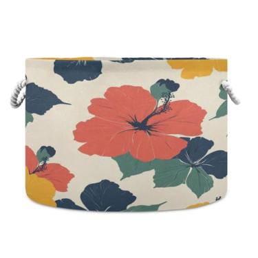 Imagem de WELLDAY Cesta de corda de algodão com flores coloridas_7 cesta de lavanderia de bebê para sala de estar, lavanderia, berçário, travesseiros, decoração de casa