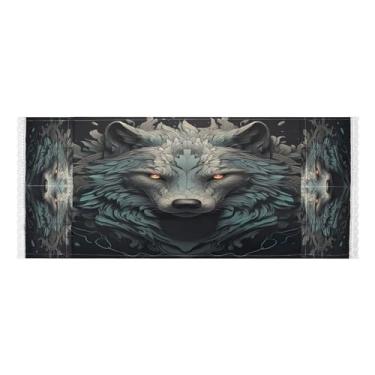 Imagem de Wassud Capas de lavadora e secadora Mecha Wolf, protetor de lavadora com sacos de armazenamento, capa de geladeira à prova de poeira com bolsos para lavanderia doméstica, cozinha, 120 x 55 cm