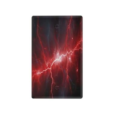 Imagem de Wassud Placa de cobertura para interruptor de luz, 1 capa de tomada em branco, placa de parede, relâmpago vermelho, decoração de casa, sala de estar, quarto, decoração