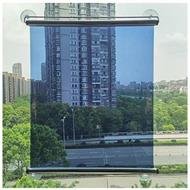 Imagem de uhyOHF Persianas de rolo de janela de espelho unidirecional com ventosas, persianas transparentes de maneira única - bloqueio reflexivo e isolamento térmico, sem perfuração (73 x 150 cm/29 x 59 pol