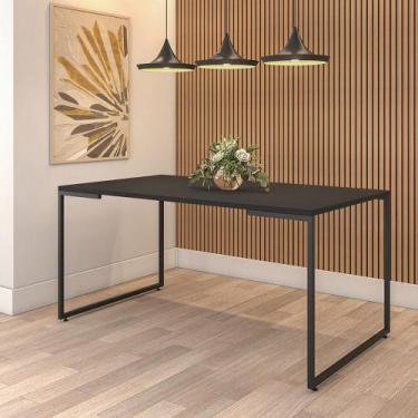 Imagem de Mesa de Jantar 6 Lugares Retangular Industrial 160cm Porto Preto L06 -