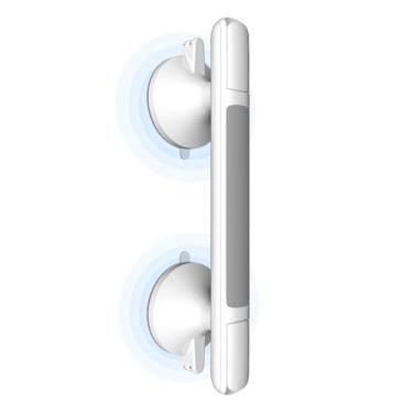 Imagem de LORESJOY Barras de apoio para banheiras e chuveiros com indicador, alça de chuveiro com ventosa, aderência de segurança de superfície, travas de bloqueio de faixa de suporte removível para banheiro