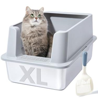 Imagem de Caixa de Areia Fechada Grande de Aço Inoxidável,Banheiro Gato Fechado,Caixa Areia Gato com Pa (Fácil de limpar, reduz odores e tampa alta)