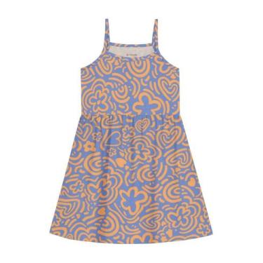 Imagem de Vestido infantil menina com flores Brandili -Azul, 6, Azul