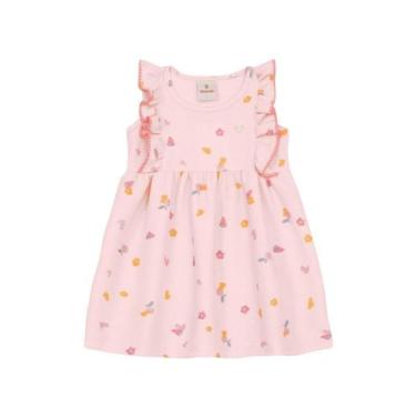 Imagem de Vestido infantil menina florido com babados Brandili -Rosa, 3, Rosa