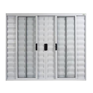 Imagem de Janela Veneziana 6 Folhas Central sem Grade Vidro Liso 100x100cm Ecosu