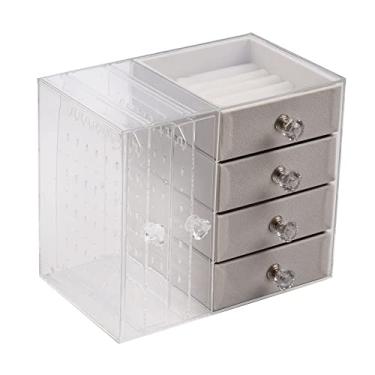 Imagem de Organizador de Armazenamento Brincos com Gavetas Caixa Jóias para Guardar Relógios Anel Colar