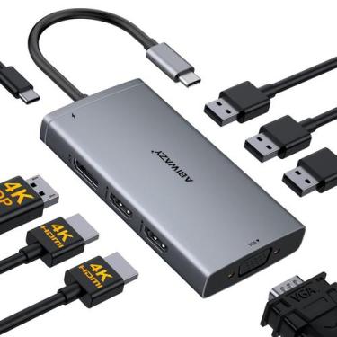 Imagem de Estação de acoplamento USB-C ABIWAZY com monitor duplo para notebook D