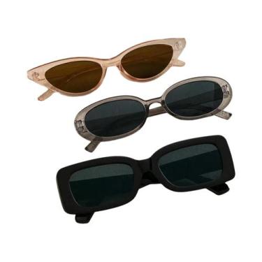 Imagem de Óculos de Sol Unissex - 3 Peças (Gatinho, Redondo e Quadrado) - Armaçã