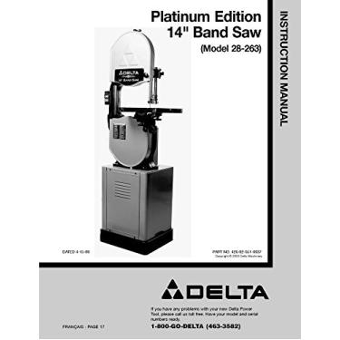 Imagem de Manual de instruções para serra de fita Delta 28-263 Platinum Edition 35.6 cm Manual de instruções...