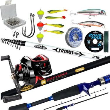 Imagem de Kit Completo Carretilha AntiCabeleira Varas de Pesca e Acessórios - Ma