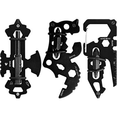 Imagem de Pacote com 3 ferramentas de bolso de metal portátil sem ferrugem para régua de parafuso e abridor de garrafas, manutenção de rotina total 25 em 1.